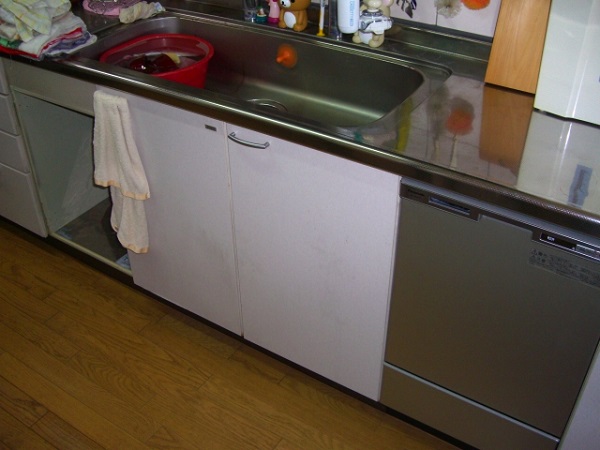 45cm食乾機を食器洗い乾燥機に交換する　施工後